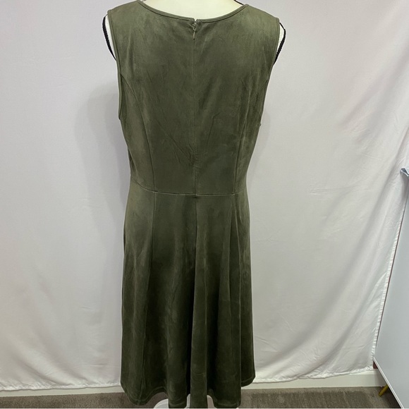 Philosophy Green Faux Leather/Suede Sleeveless  A-Line Dress Size 10 #0480 - Picture 3 of 12